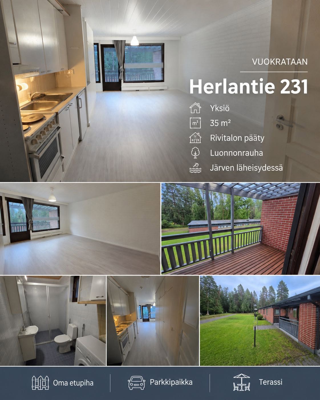 kalustettuja yksiötä kahdelle 5 kpl